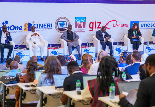 Panellists on stage during a discussion at the WACREN 2025 Conference in Senegal